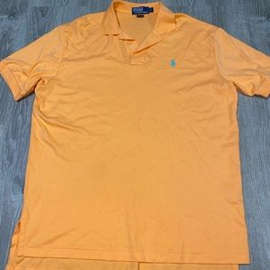 Polo Ralph Lauren Polo Shirt Orange/Light Blue Pony Sz L